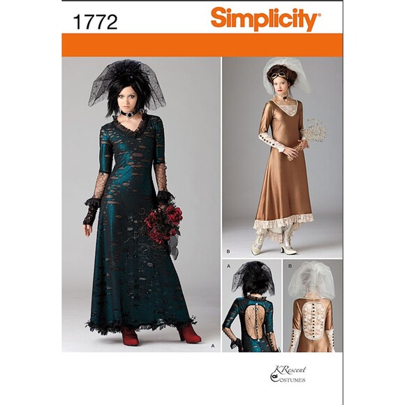Steampunk Dress Veil Goth Cosplay Sexy Sewing Pattern Simplicity 1772 Size: 4-12 - Picture 1 of 2